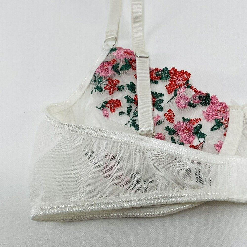 Sexy Romantic Bra See Through Underwear Size S Flower Laced Wired Underwire Red - Picture 6 of 10